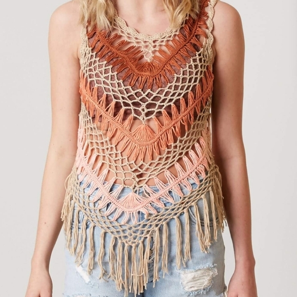 Daytrip Tops - Daytrip boho macrame knit tank top